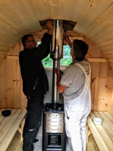 Installation Einer Fass Sauna Für Den Außenbereich