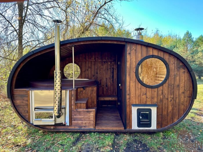 Sauna mit Whirlpool für den Garten – Luxus und Entspannung zu Hause 6 Sauna-Whirlpool-Kombination im Garten mit Thermoholz-Verkleidung