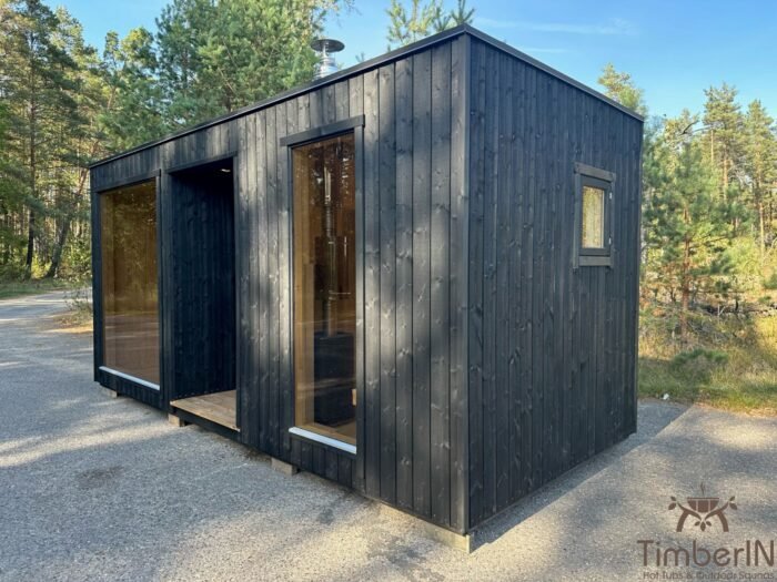 Modernes Saunahaus für den Garten – Design trifft auf Wellness 7 Skandinavisches Saunahaus mit hellen Hölzern und klaren Linien