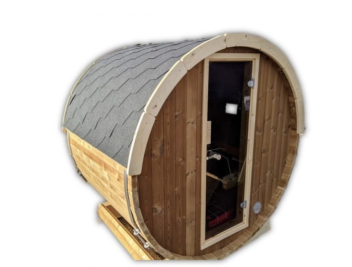 Fasssauna Saunafass Mini 2 4 Personen mit Glasfront Thermoholz 12