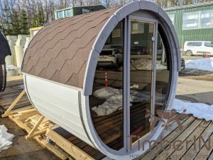 Fasssauna Saunafass Mini 2 4 Personen Mit Glasfront Thermoholz (45)