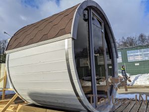 Fasssauna Saunafass Mini 2 4 Personen Mit Glasfront Thermoholz (6)