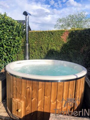 Badezuber Badefass Hot Tube Mit Whirlpool Holzofen – TimberIN Rojal (2)