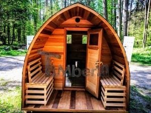Outdoor Garten Holz Sauna Fasssauna Aussensauna Rote Zeder Mit Elektroheizung Und Veranda (10)