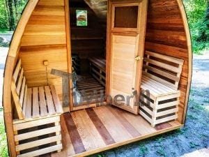 Outdoor Garten Holz Sauna Fasssauna Aussensauna Rote Zeder Mit Elektroheizung Und Veranda (17)