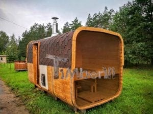 Quadratische Aussensauna Mit Holzofen Und Vorraum 15