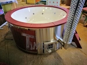 Badezuber GFK Wellness Royal Mit Holzfärbung Rot (25)
