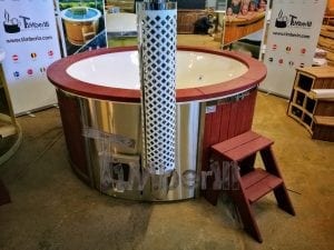 Badezuber GFK Wellness Royal Mit Holzfärbung Rot (31)