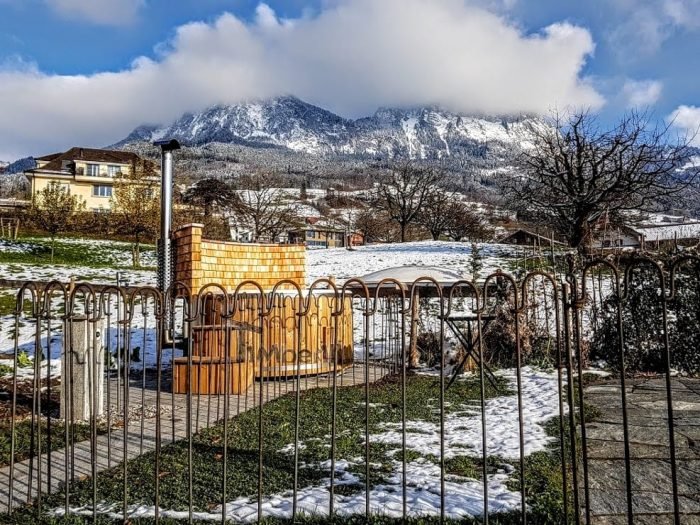 Badefass Gfk Thermoholz Mit Integriertem Ofen Wellness Royal, David, Schwyz, Schweiz (1)