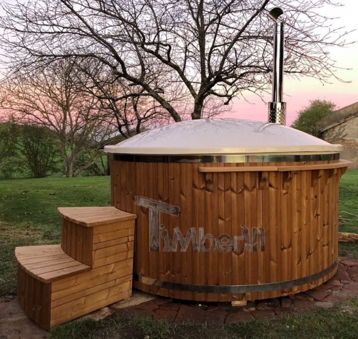 Badefass Gfk Thermoholz Mit Integriertem Ofen Wellness Royal, Silvan, SAVERDUN, Frankreich (3)