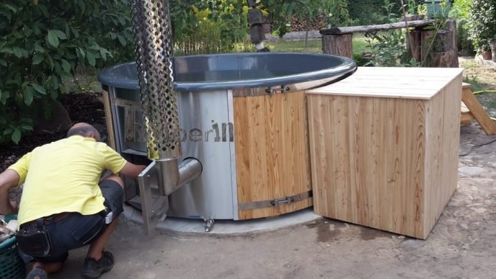 Badezuber GFK Lärche Mit Integriertem Ofen Wellness Deluxe, Ines, Burg OT Parchau, Deutschland (3)