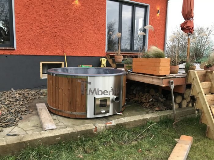 Badefass gfk Thermoholz mit integriertem Ofen Wellness Royal, Elmar, Groß Leuthen, Deutschland 4 Badefass Gfk Thermoholz Mit Integriertem Ofen Wellness Royal, Elmar, Groß Leuthen, Deutschland (2)