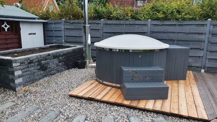 BADEZUBER BADEFASS GFK MIT SMART PELLETOFEN WPC VERKLEIDUNG, Sandra, Lübeck, Deutschland (1)