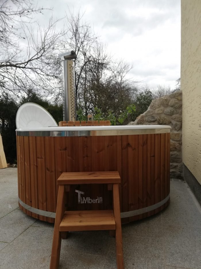 Holz Whirlpool für draußen Holzheizung, Heidelinde, Oberndorf an der Melk, Österreich 2 Sdr