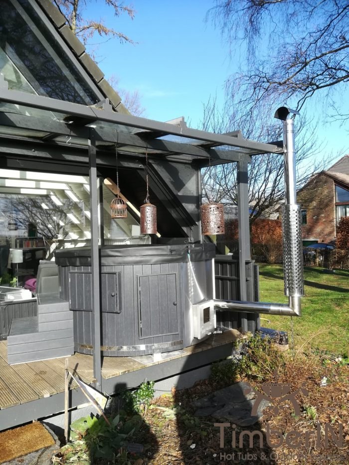 Badezuber Badefass GFK mit WPC Verkleidung, Gabrielle, Lontzen, Belgien 2 Badezuber Badefass GFK Mit WPC Verkleidung, Gabrielle, Lontzen, Belgien (1)