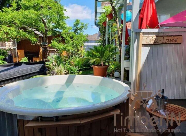 Badezuber Badefass Hot Tube Mit Whirlpool Holzofen (5)