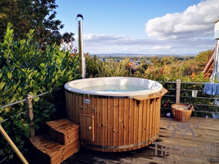 Badezuber Badefass Hot Tube Mit Whirlpool Holzofen – TimberIN Rojal (3)