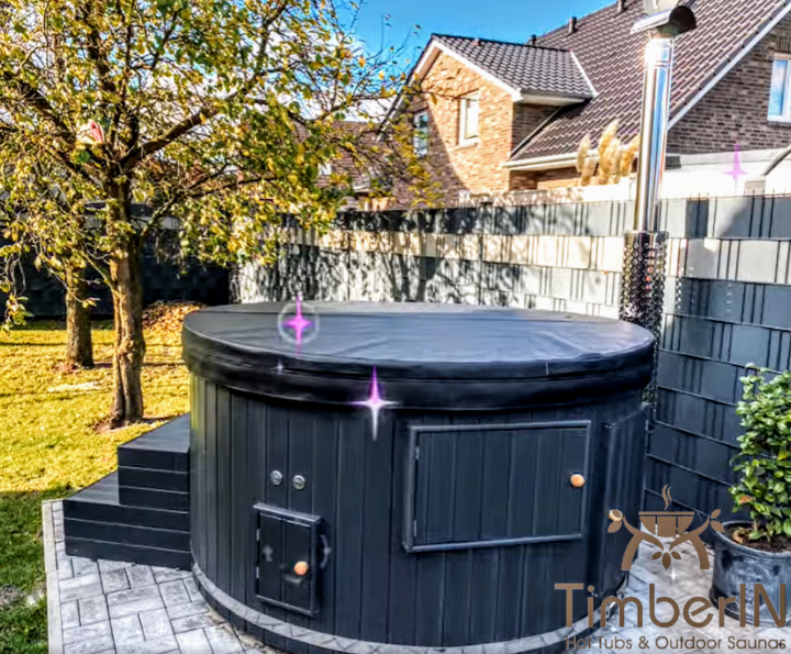 Badezuber Badefass GFK WPC – Thermoholz Verkleidung Mit SMART Pellet Oder Holzofen