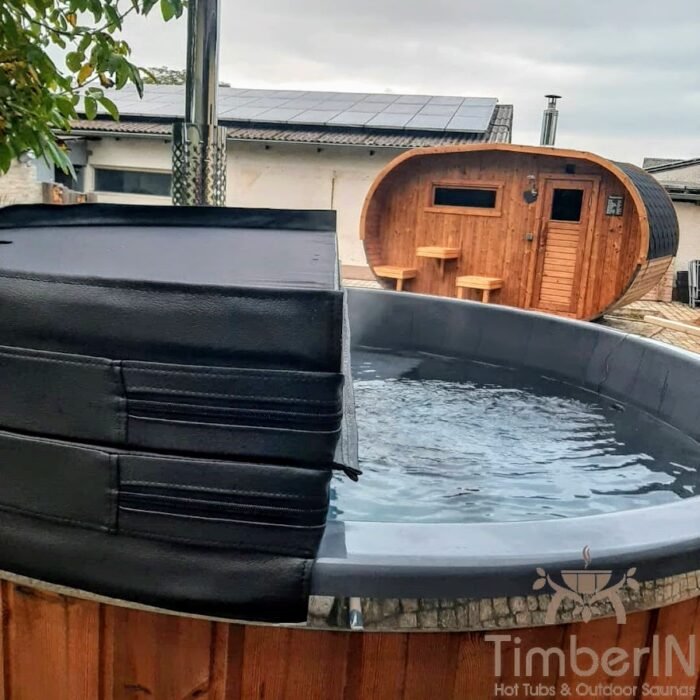 Badezuber Badefass Hot Tube mit Whirlpool Holzofen – TimberIN Rojal, Aussensauna Fasssauna Oval, Yvonne, Ebern, Germany 2 Badezuber Aussensauna Oval (1)