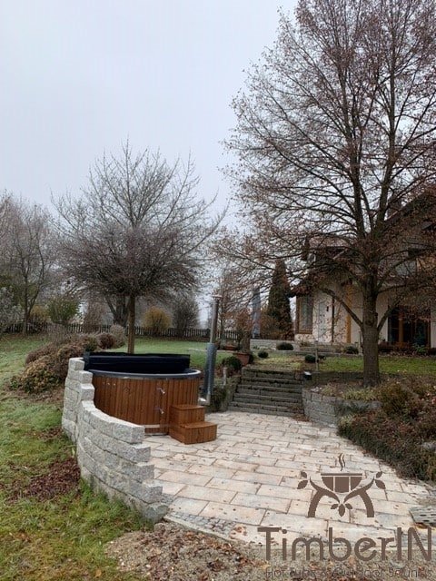 Badezuber Badefass Hot Tube Mit Whirlpool Holzofen – TimberIN Rojal (1)