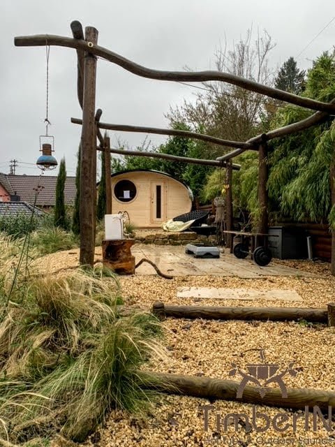 Ovale Aussensauna Fasssauna Hobbit, Catarina, Lambrecht, Germany 2 Ovale Aussensauna Fasssauna Hobbit (1)