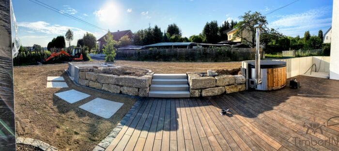 Badezuber Badefass Hot Tube Mit Whirlpool Holzofen – TimberIN Rojal (4)