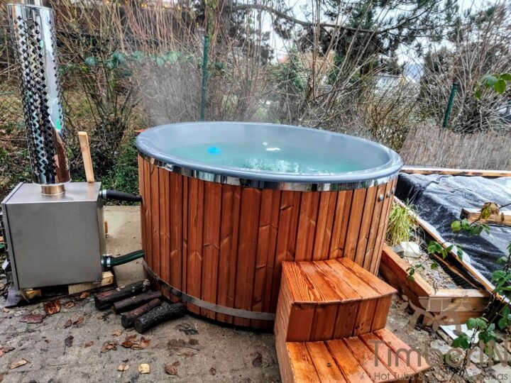 Badezuber Badefass Hot Tube Mit Whirlpool Holzofen – TimberIN Rojal