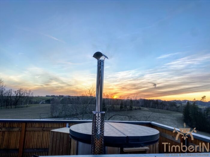 Badezuber Badefass Hot Tube Mit Whirlpool Holzofen – TimberIN Rojal (2)