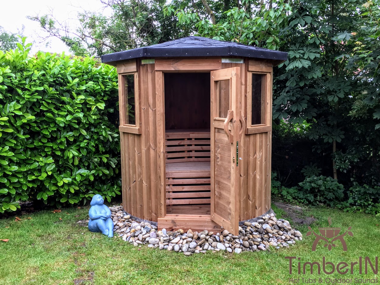 Finische Fasssauna Gartensauna fuer 2 Personen klein 2