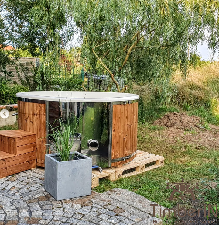 Badezuber Badefass Hot Tube mit Whirlpool Holzofen – TimberIN Rojal