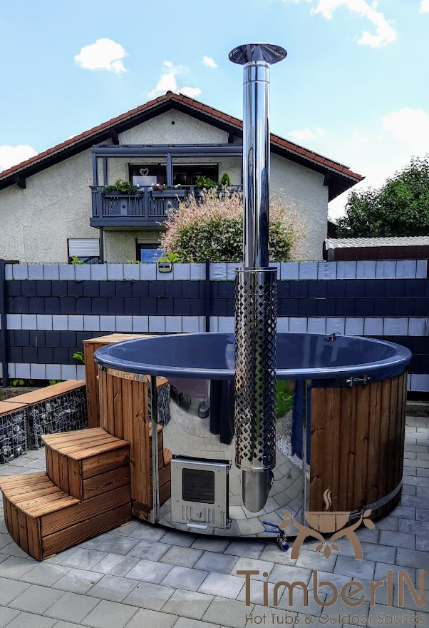 Badezuber Badefass Hot Tube Mit Whirlpool Holzofen – TimberIN Rojal