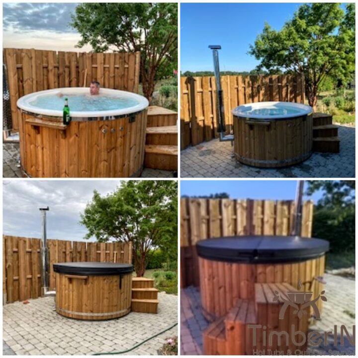 Badezuber Badefass Hot Tube Mit Whirlpool Holzofen – TimberIN Rojal