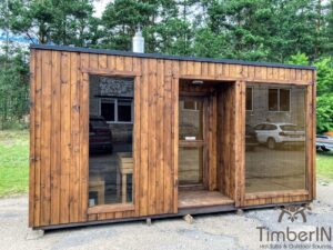 Moderne Außensauna Gartensauna Mit Vorraum Glasfront (11)