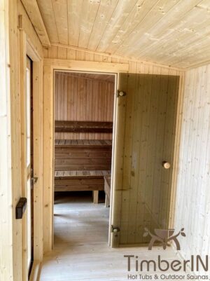 Moderne Außensauna Gartensauna Mit Vorraum Glasfront (2)