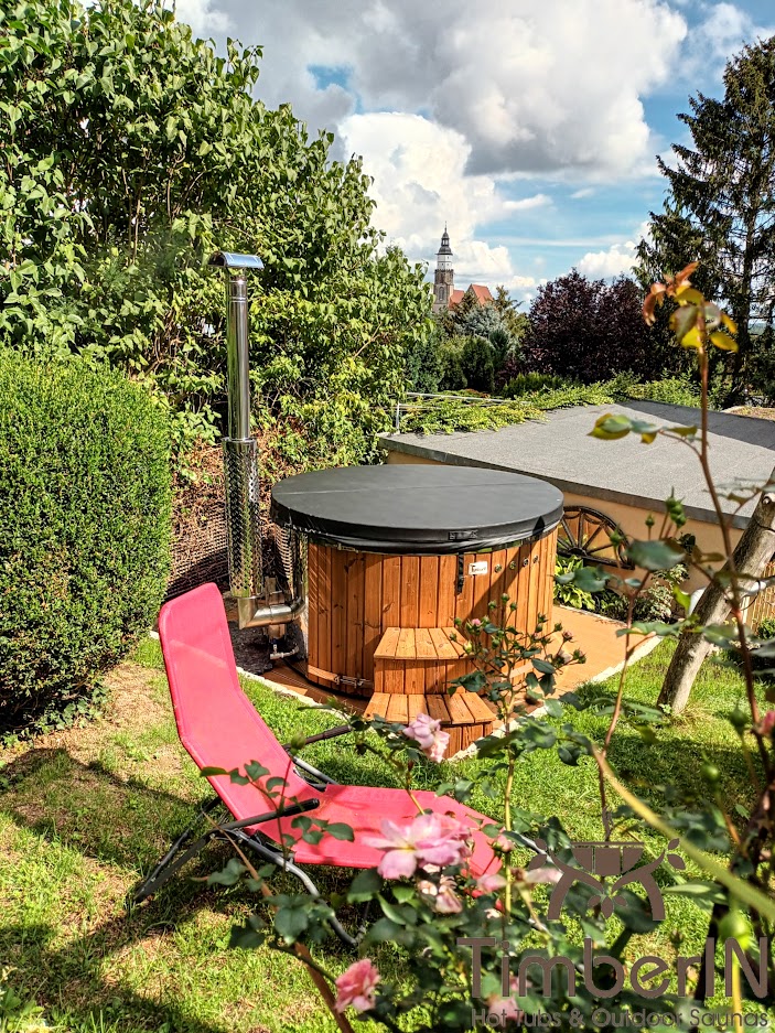 Badezuber Badefass Hot Tube Mit Whirlpool Holzofen – TimberIN Rojal