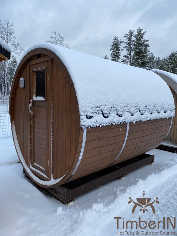 Fasssauna mit Vorraum Innenraum Thermoholz Schweiz