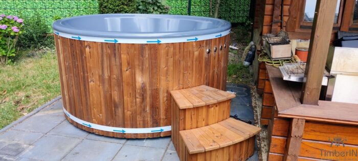 Badezuber Badefass Hot Tube Mit Whirlpool Holzofen – TimberIN Rojal (6)