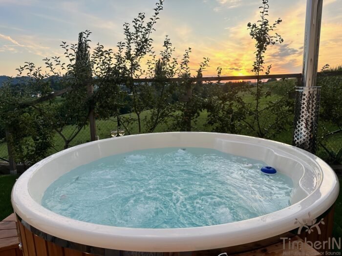 kaufen 21 Badefass mit Holzofen und Whirlpoolfunktion im Garten