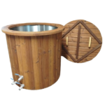 Kältebecken – Thermoholz Eisbad (Ø90 cm, Edelstahl AISI316)
