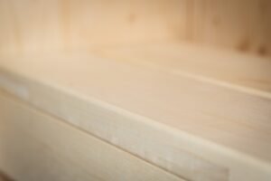 TimberIN Nordic Cube Saunabank aus Espe im Detail